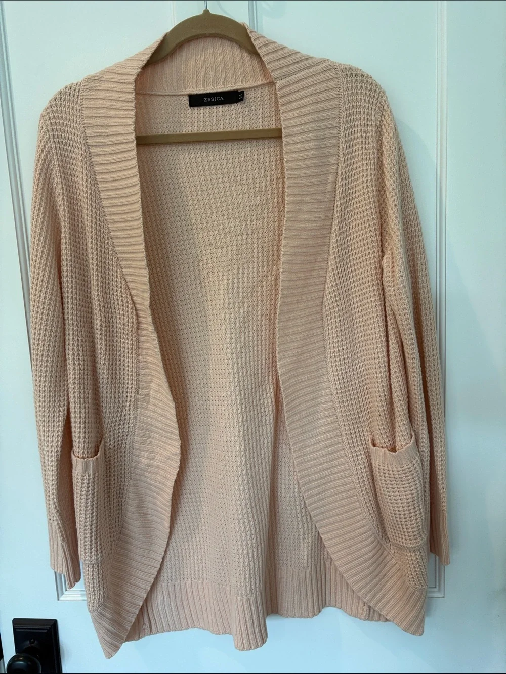 Zessica Women's Open-Front Blush Knit Cardigan